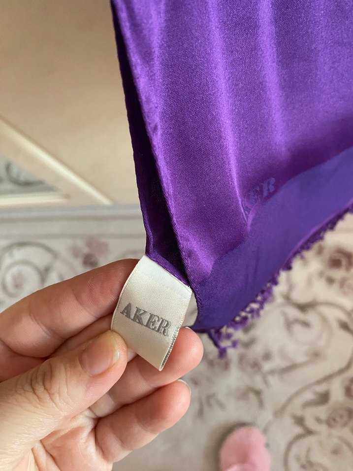 Aker Parlak Mor Kadın Şal Püsküllü - Görsel 3