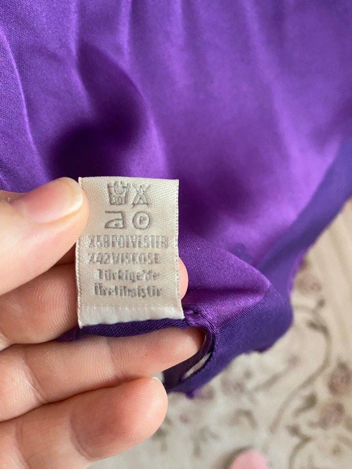 Aker Parlak Mor Kadın Şal Püsküllü - Görsel 4