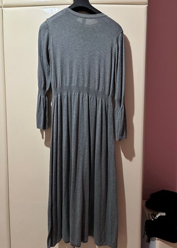 Gri Uzun Kollu Pilili Kadın Triko Elbise - Görsel 6