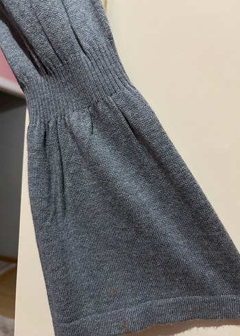 Gri Uzun Kollu Pilili Kadın Triko Elbise - Görsel 7