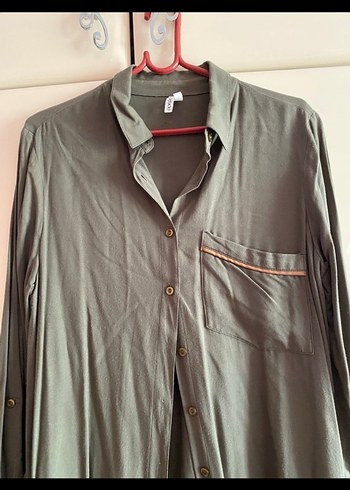 Asker yeşili Uzun Kollu Salaş Tunik M beden - Görsel 2