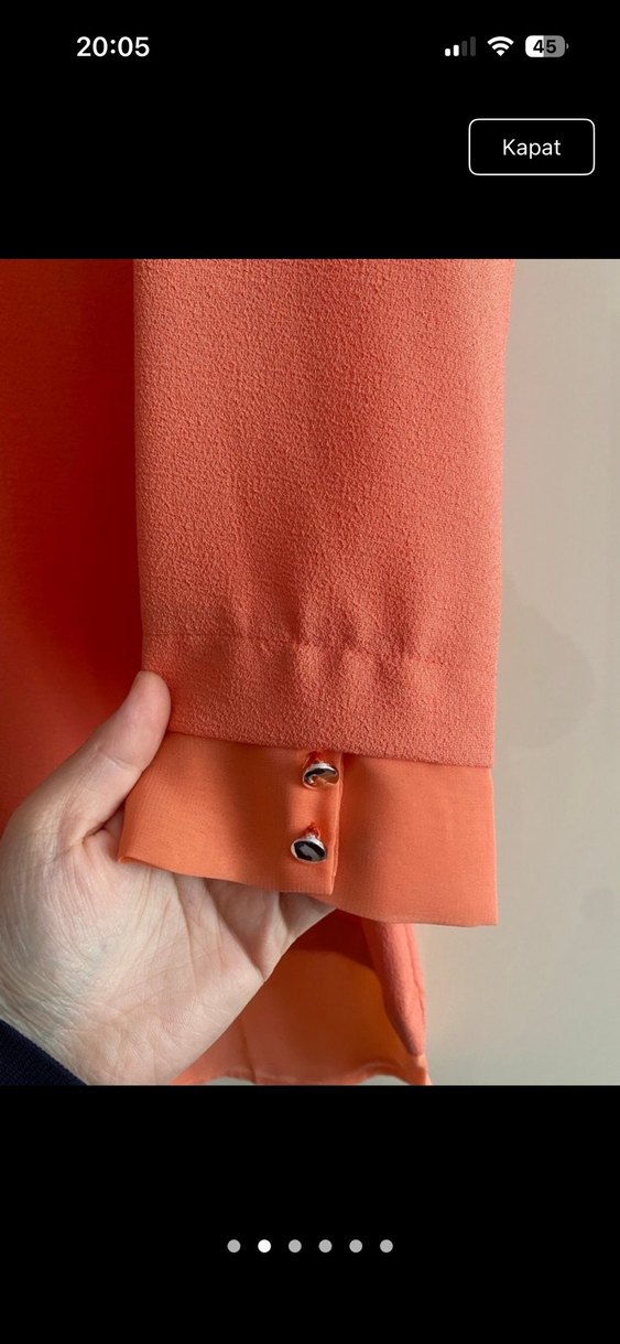 Turuncu  mercan rengi Uzun Kollu Salaş Midi Tunik L beden - Görsel 2