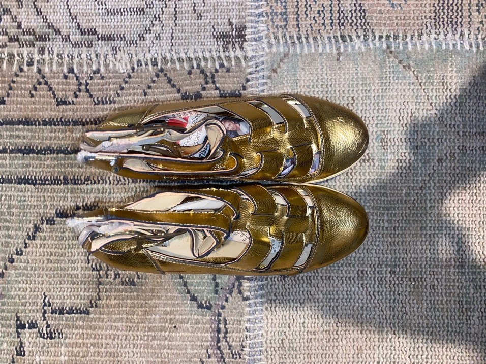 Altın rengi kalın topuklu - Görsel 2