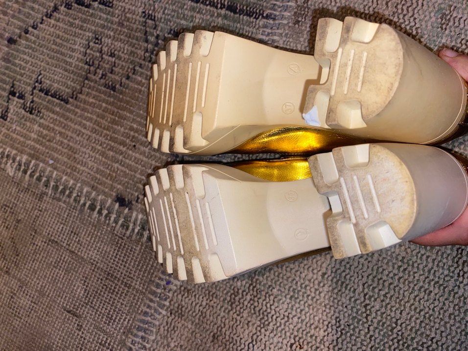 Altın rengi kalın topuklu - Görsel 4