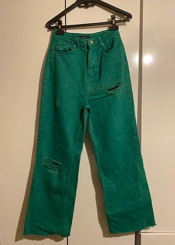 Trendyol & Milla Yeşil Bol Kesim Midi Denim Pantolon