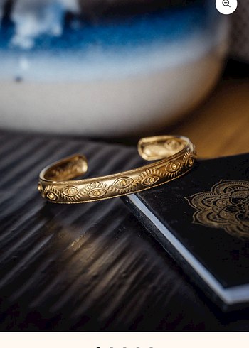 Koyu Altın Renkli Bohem Yılan Desenli Bilezik - Görsel 2