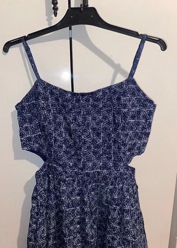 Lacivert Bağlamalı Mini Kot Elbise - Görsel 3