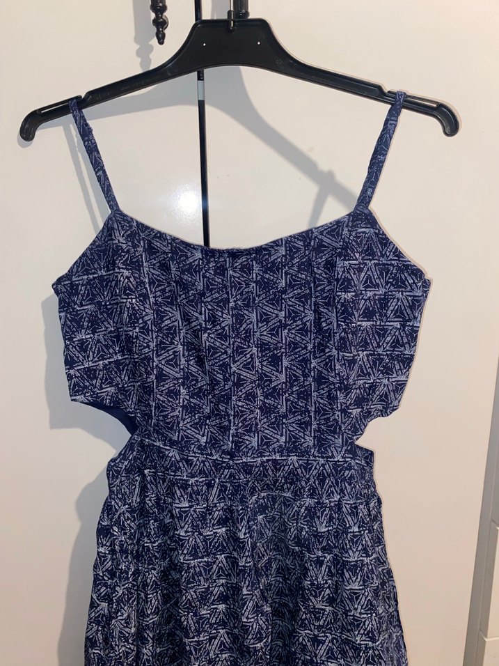 Lacivert Bağlamalı Mini Kot Elbise - Görsel 3