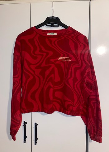 LCW Vision Kadın Kırmızı Batik Sweatshirt - Görsel 3