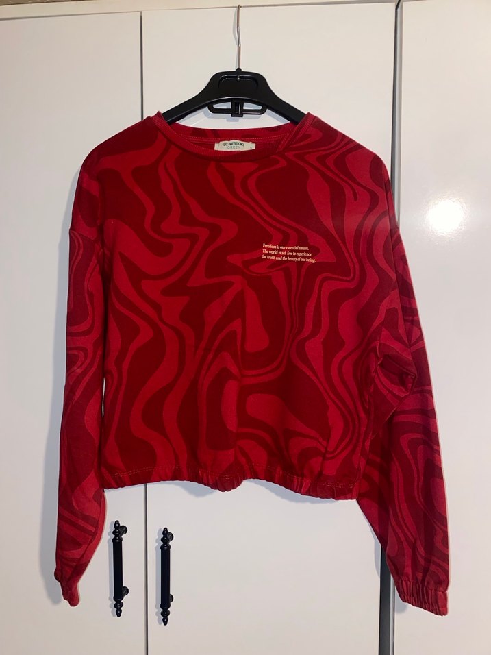 LCW Vision Kadın Kırmızı Batik Sweatshirt - Görsel 3