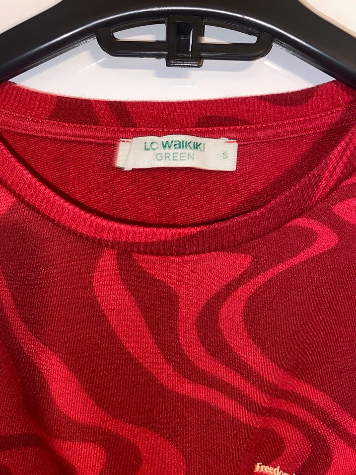 LCW Vision Kadın Kırmızı Batik Sweatshirt - Görsel 5