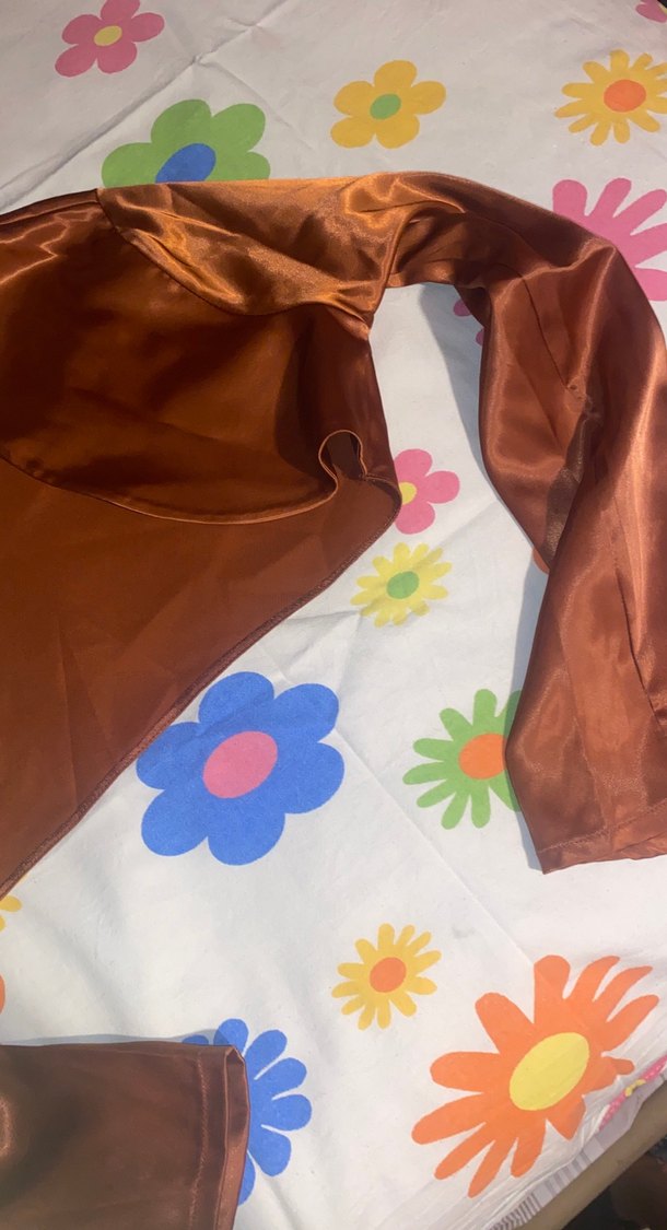 Kızlar İçin Kahverengi Saten Bolero - Görsel 3