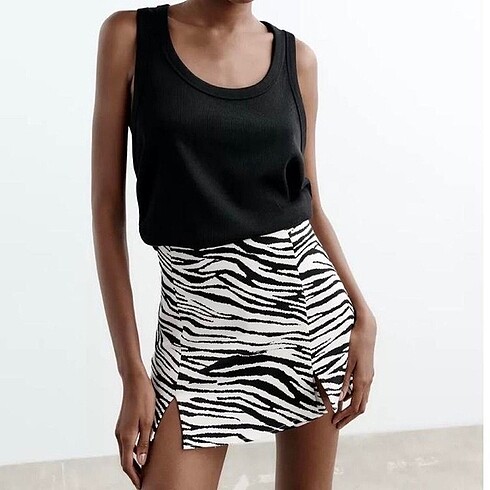 Zara zebra desenli şort etek