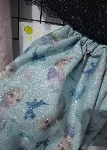 7 Yaş Beden pembe Renk Düğmeli Kot Pembe Kız Elbise ve iki etek