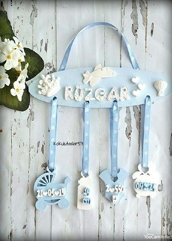 Mavi Baskılı Bebek TAS DOĞUM PANOSU - Görsel 5