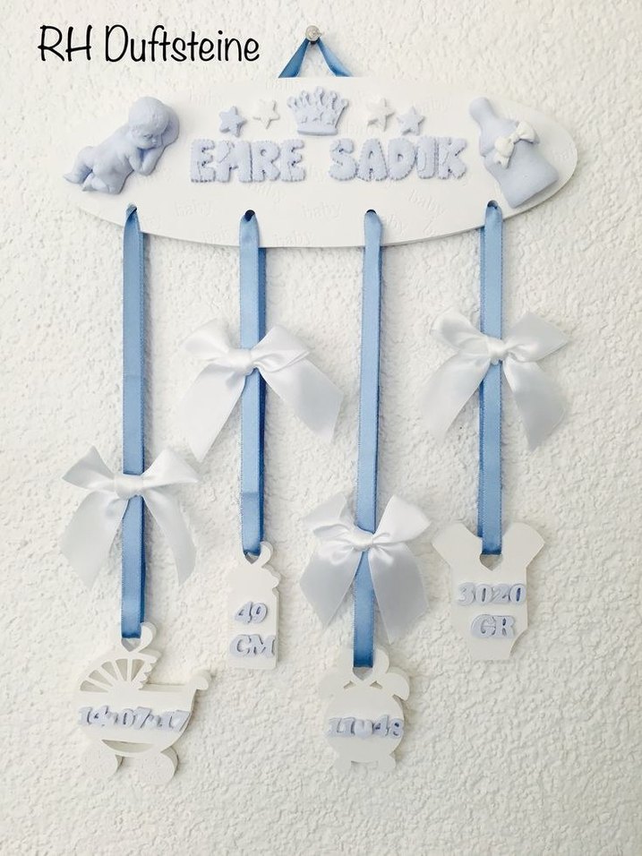 Mavi Baskılı Bebek TAS DOĞUM PANOSU - Görsel 3