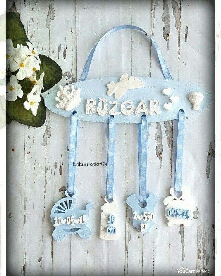 Mavi Baskılı Bebek TAS DOĞUM PANOSU - Görsel 5