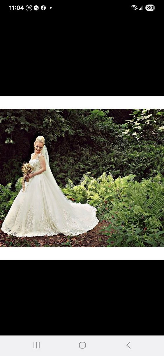 Straplez Beyaz Prenses Gelinlik - Görsel 5