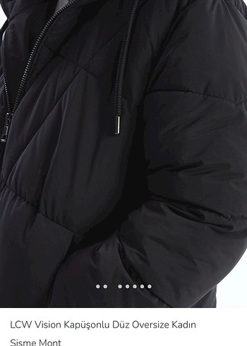 36 Beden siyah Renk LCW Vision Siyah Oversize Şişme Mont