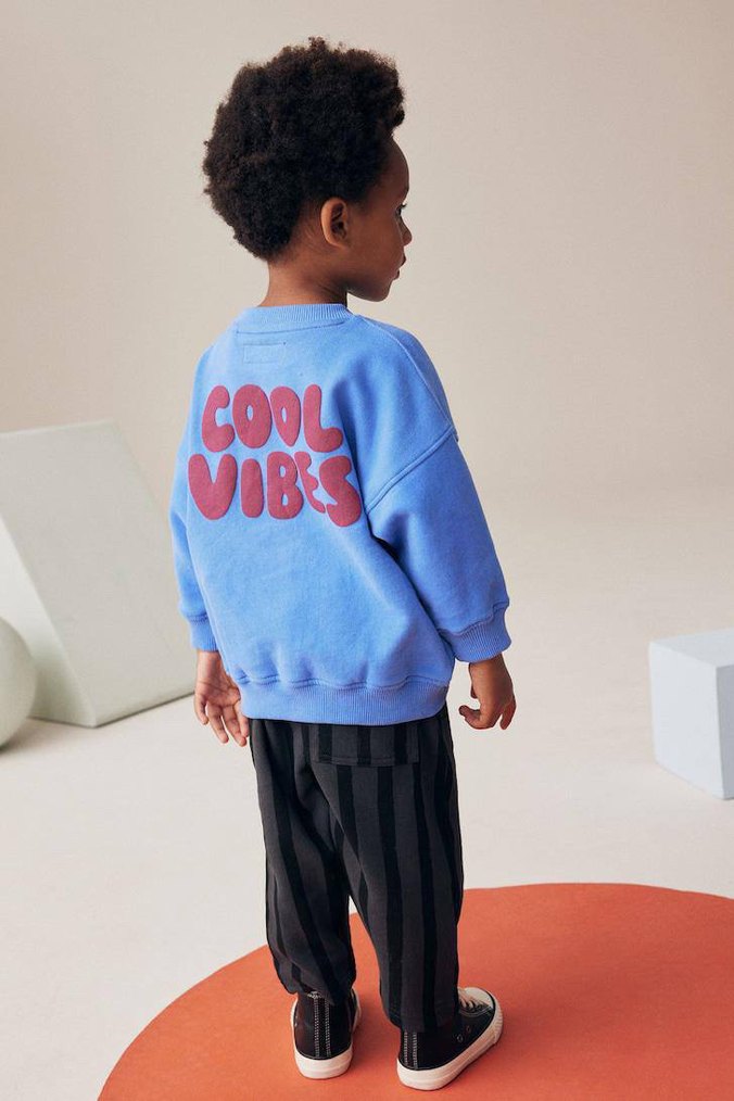 Erkek Çocuk Mavi Sweatshirt ve Gri Eşofman - Görsel 2