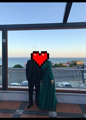 38 Beden yeşil Renk TESETTÜR ABIYE ELBISE
