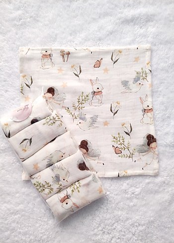 5li paketlerde çift katlı müslin ağız mendili - Görsel 2