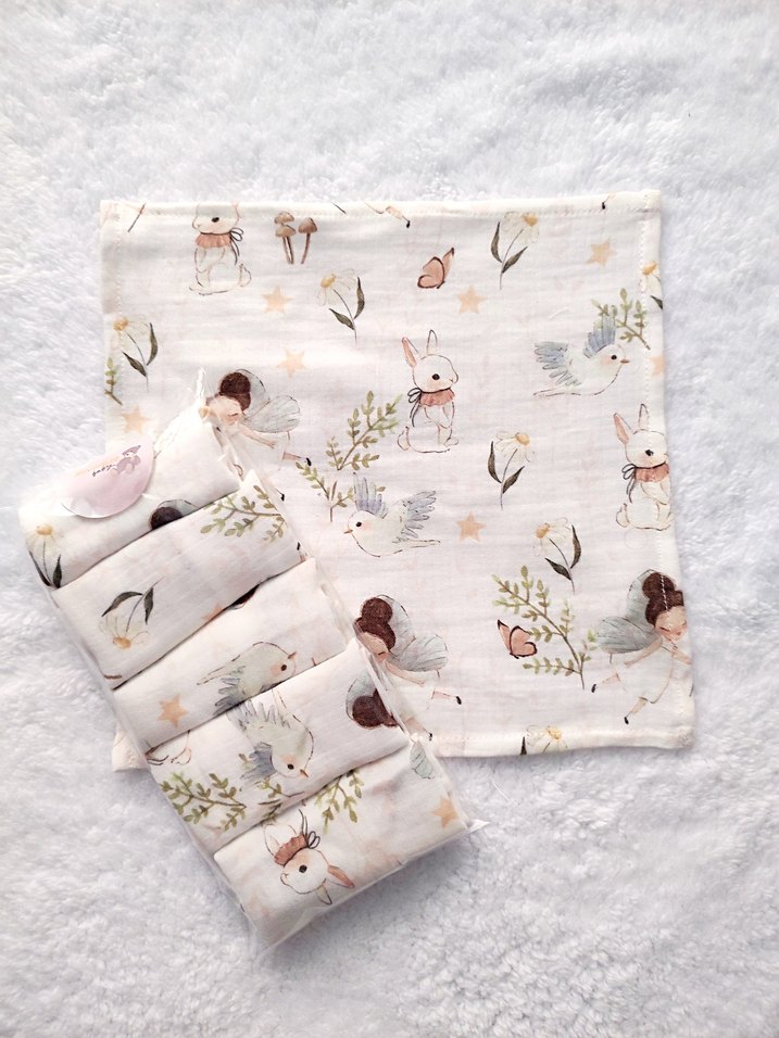 5li paketlerde çift katlı müslin ağız mendili - Görsel 2