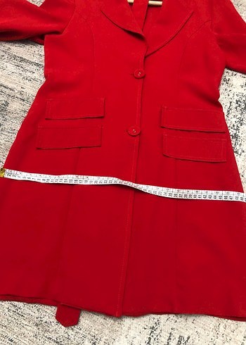 Kemerli Kırmızı Kadın Uzun Takım - Görsel 17