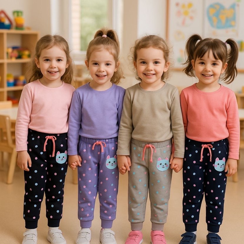 Renkli Baskılı Kız Çocuk Eşofman Altı - Görsel 2