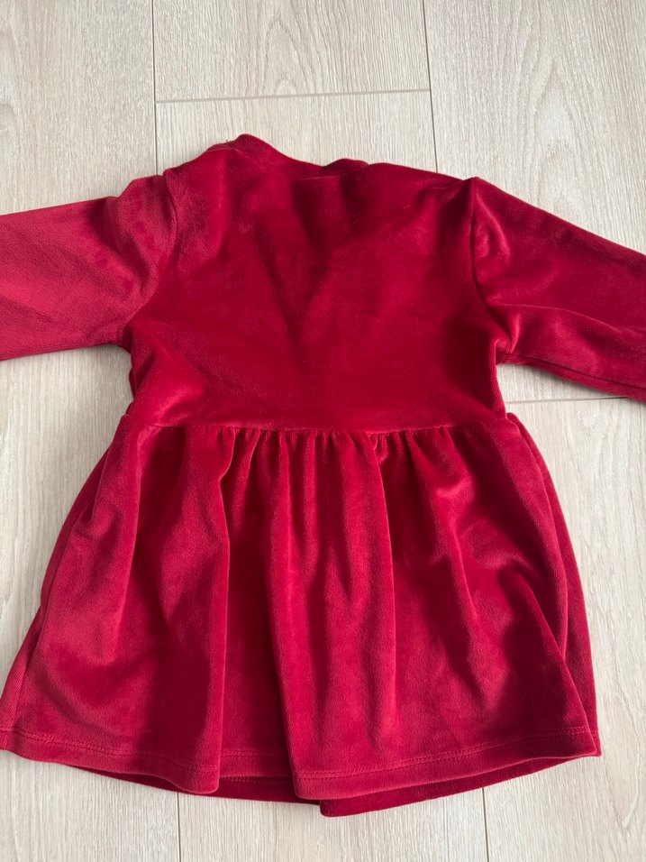 Kız Çocuk Kırmızı Uzun Kollu Elbise - Görsel 3