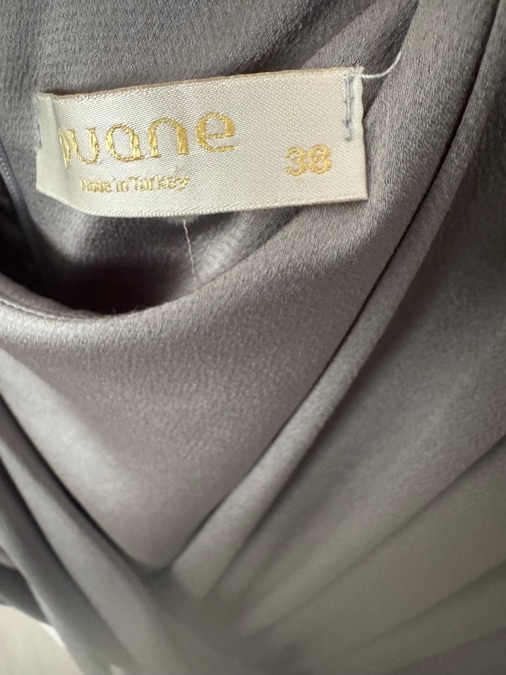 Gri Uzun Drapeli Kadın Elbise - Görsel 3