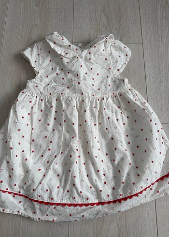 Çilek desenli beyaz Kız Çocuk Elbise - Görsel 3