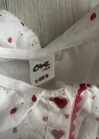 Çilek desenli beyaz Kız Çocuk Elbise - Görsel 2