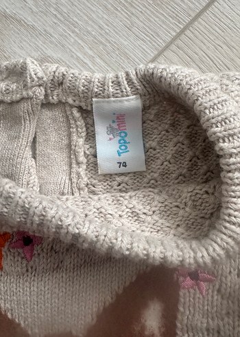 Nakışlı Gri Kız Çocuk Örgü Kazak - Görsel 3