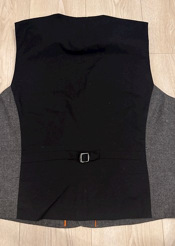 Düğmeli Gri Erkek Yün Yelek - Görsel 4