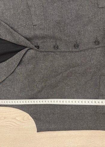 Düğmeli Gri Erkek Yün Yelek - Görsel 5