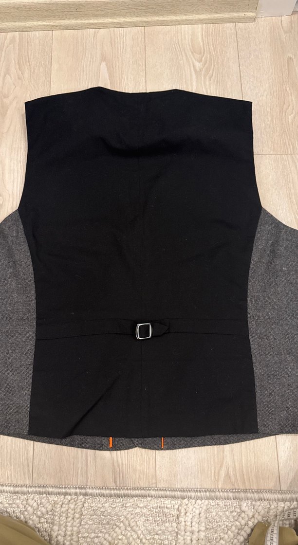 Düğmeli Gri Erkek Yün Yelek - Görsel 4