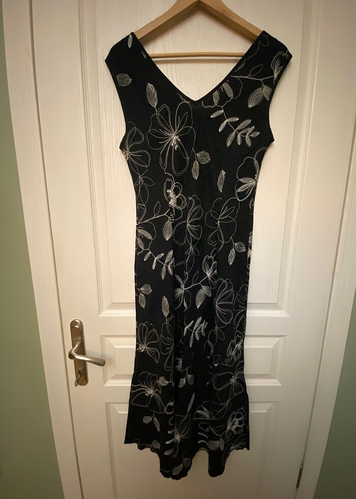 M&S işlemeli Keten Elbise - Görsel 2