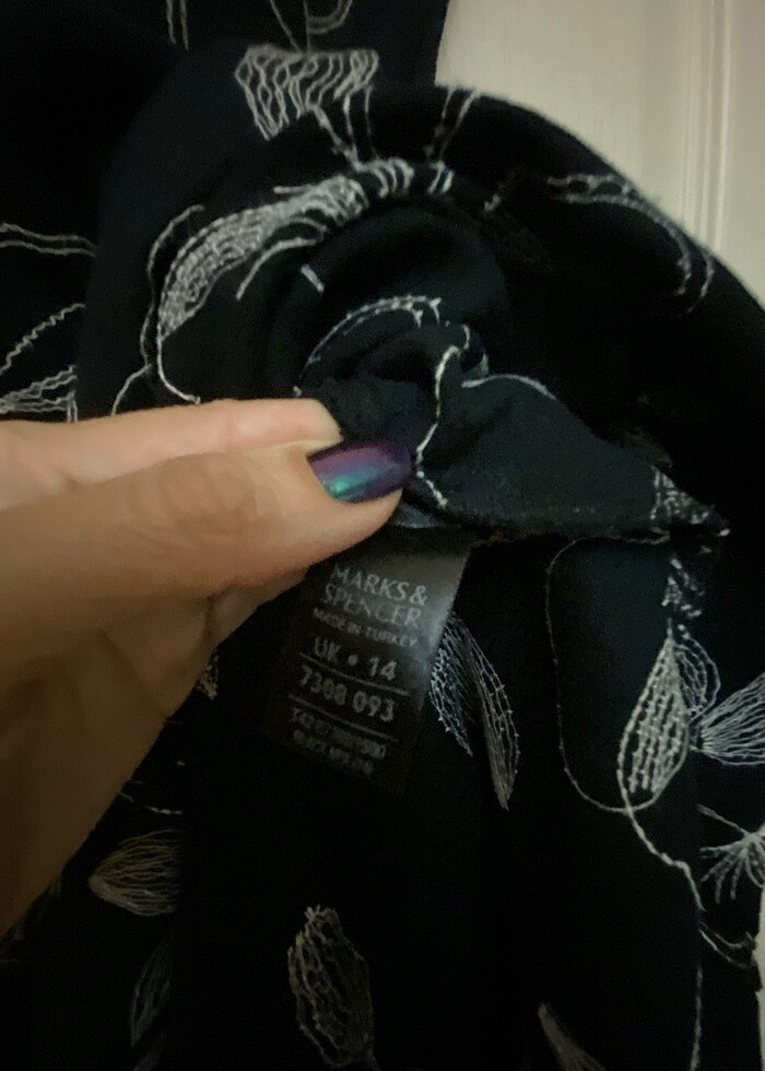 M&S işlemeli Keten Elbise - Görsel 5