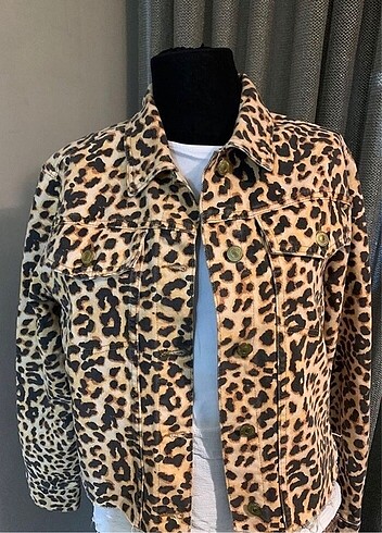 Leopar denim ceket