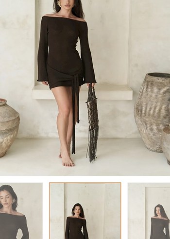 Mai Collection Kahverengi Plaj Elbise Pareo - Görsel 2