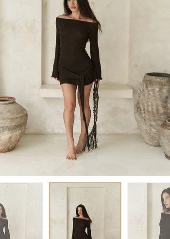 Mai Collection Kahverengi Plaj Elbise Pareo - Görsel 3