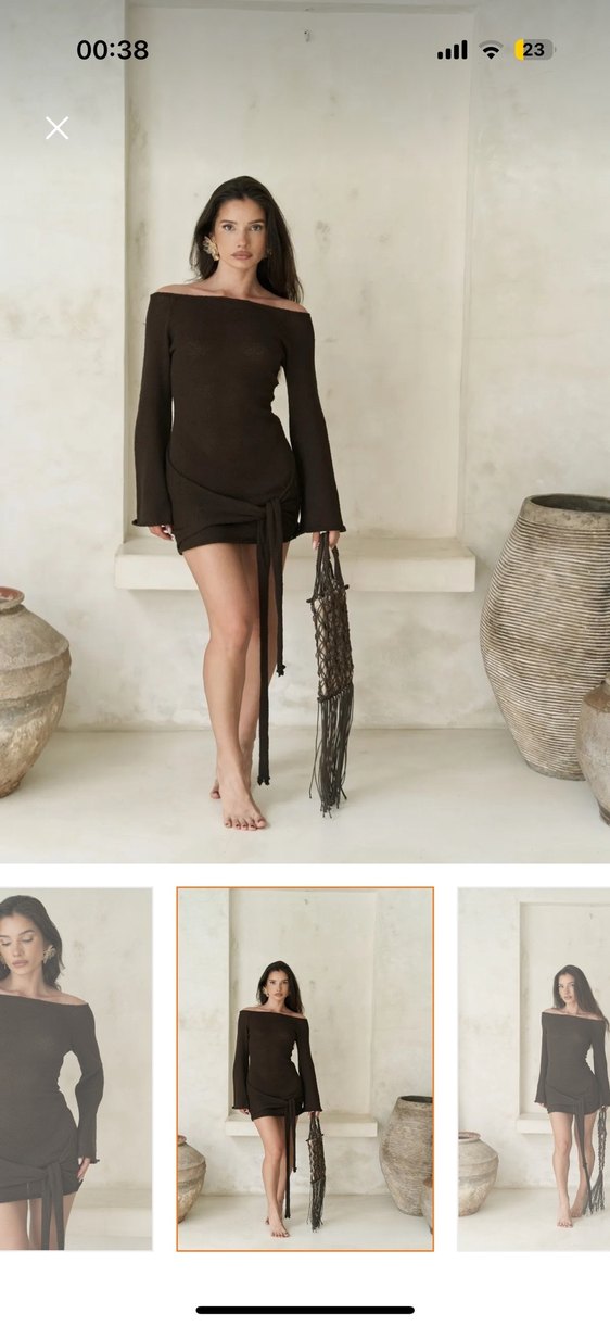 Mai Collection Kahverengi Plaj Elbise Pareo - Görsel 2