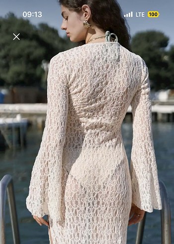 Mai Collection Dantel Pareo Elbise - Görsel 5