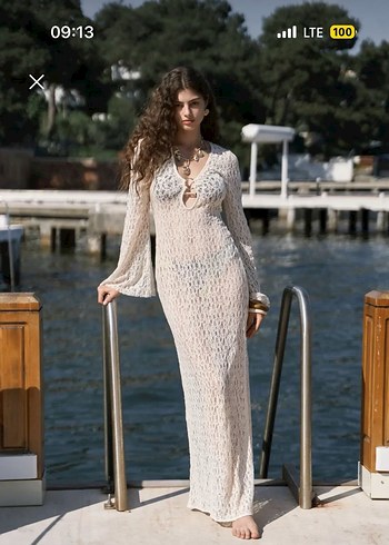 Mai Collection Dantel Pareo Elbise - Görsel 3