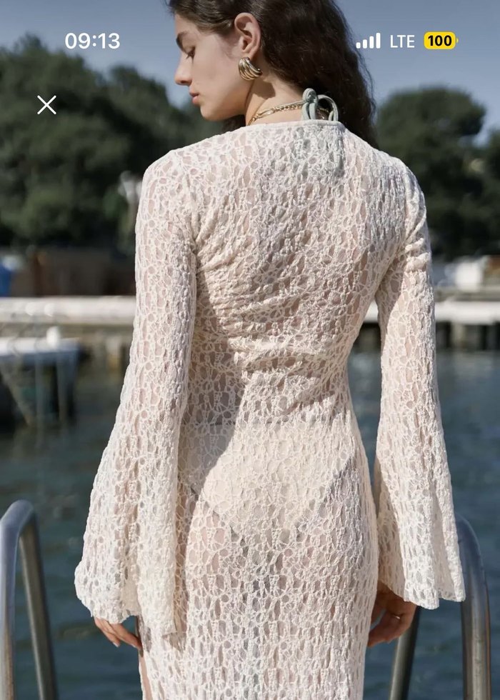 Mai Collection Dantel Pareo Elbise - Görsel 5