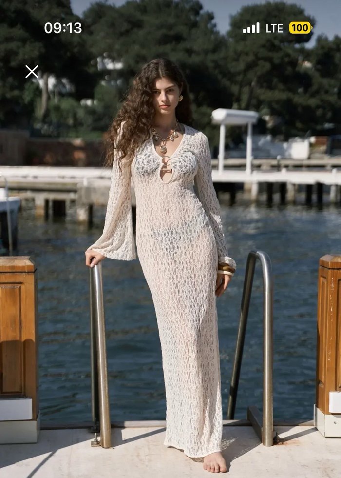 Mai Collection Dantel Pareo Elbise - Görsel 3