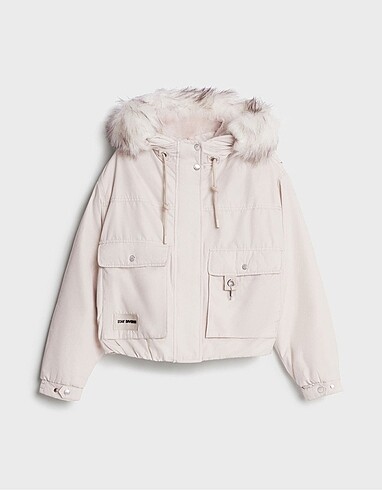 Bershka suni kürklü kapşonlu parka