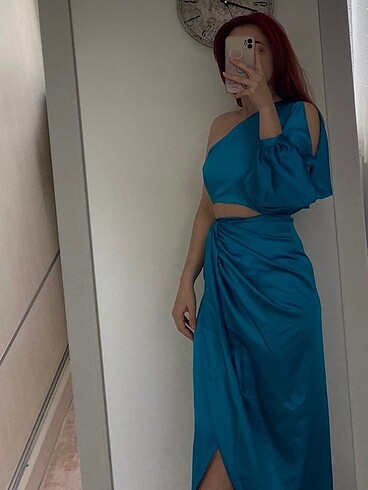 Zara cut out saten anvelop elbise - Görsel 5