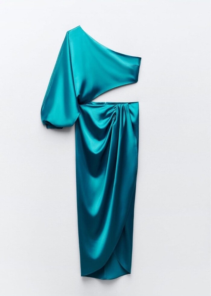 Zara cut out saten anvelop elbise - Görsel 2